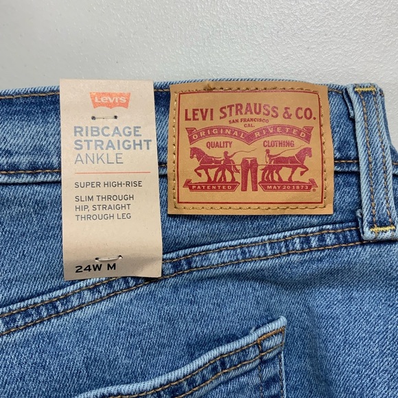 Levi’s Ribcage Straight Ankle classic wash button fly jeans Size 24W NEW - Picture 8 of 15